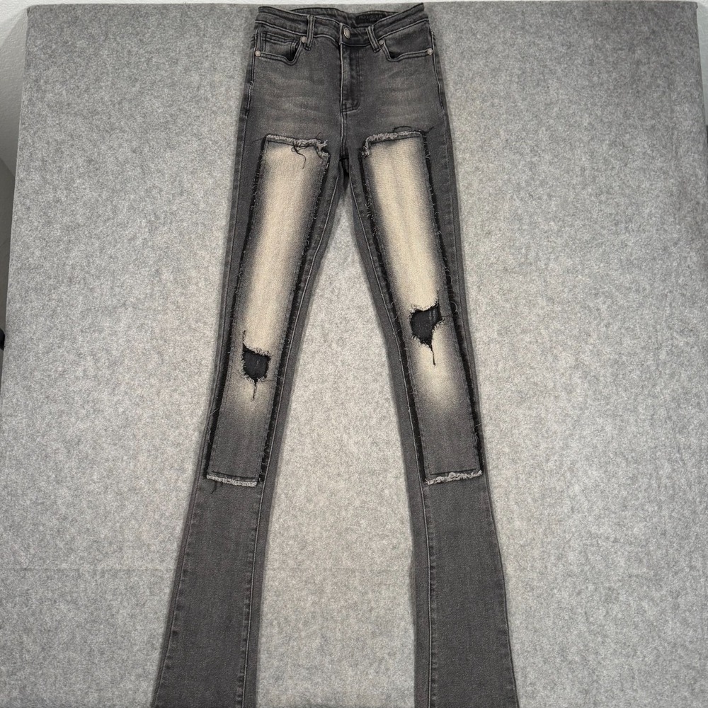 Rockstar‎ Original Gray Distressed Denim Stacked Jeans Women's Size Small
